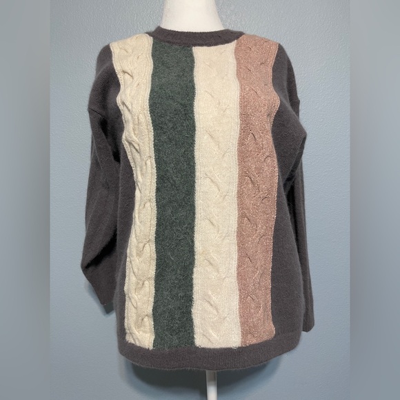 pierre bornel Sweaters - Pierre Bornel Cable Knit Colorblock Sweater Merino Angora Grandpa Cozy Medium